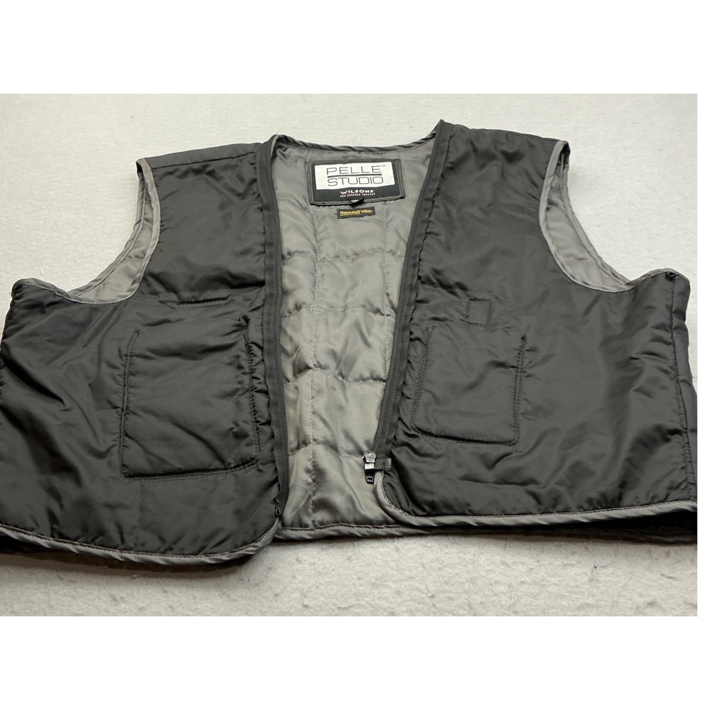 Pelle Studio Vintage Quilted Zip Vest Thinsulate Black Mens M Gorpcore